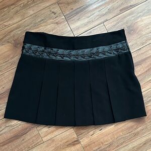 BCBGMaxAzria Black Mini Skirt with Lace-Up Accent